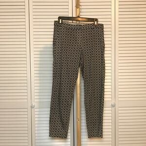 H&M Retro Style Geo Print Mid Rise Stretch Slim Tapered Trousers Pants 6